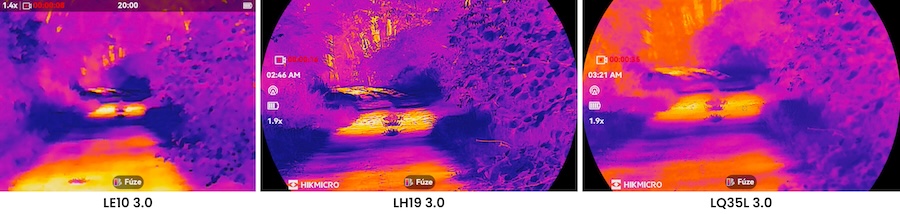 compare thermal cameras LYNX HIKMICRO LE10, LH19, LQ35L